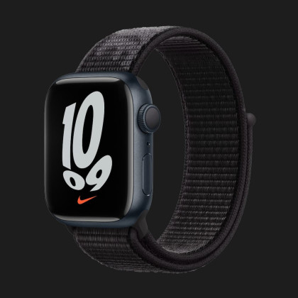 Apple Watch Series 7 45mm Midnight Aluminum Case with Nike Sport Loop (Black)